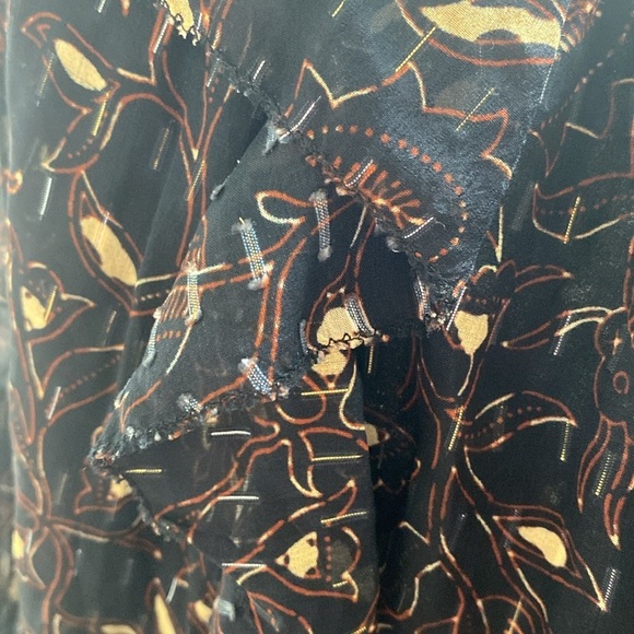 Ulla Johnson Zea Skirt in Jet Floral Vine Metallic Mini Skirt Ruffle Size 2 - Picture 14 of 14